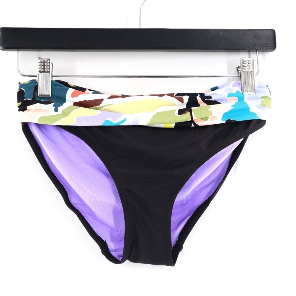 Anne Cole Camo Fold Over Bikini Bottom Womens S Black Separates Swim Pool Resort